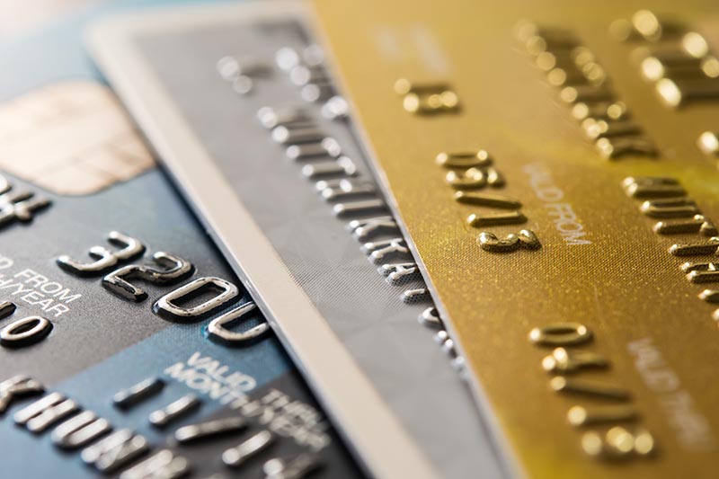 Close-up of credit cards. 